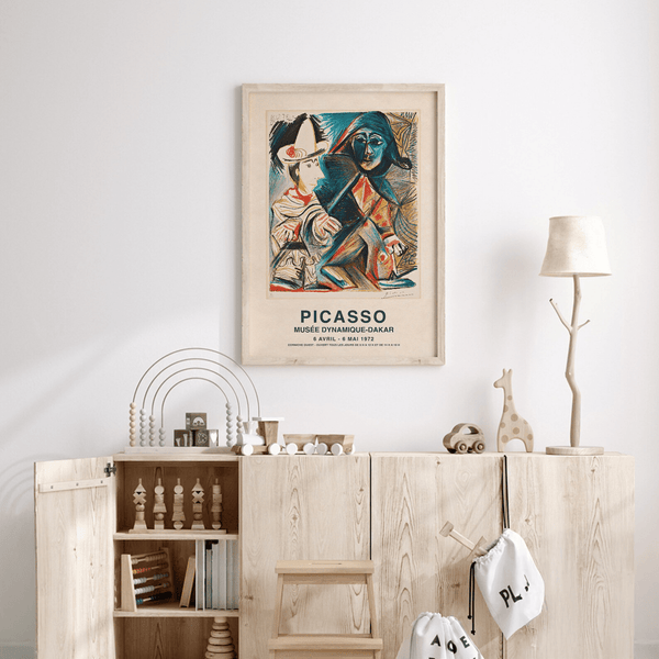 Picasso plakat med farverigt motiv fra Musée Dynamique Dakar 1972.
