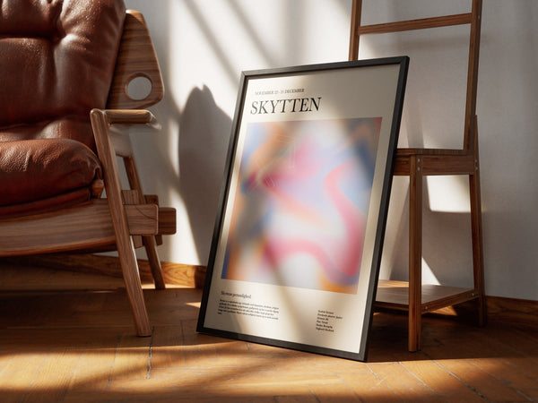 Farverig stjernetegns plakat med skytten symbol og moderne design.