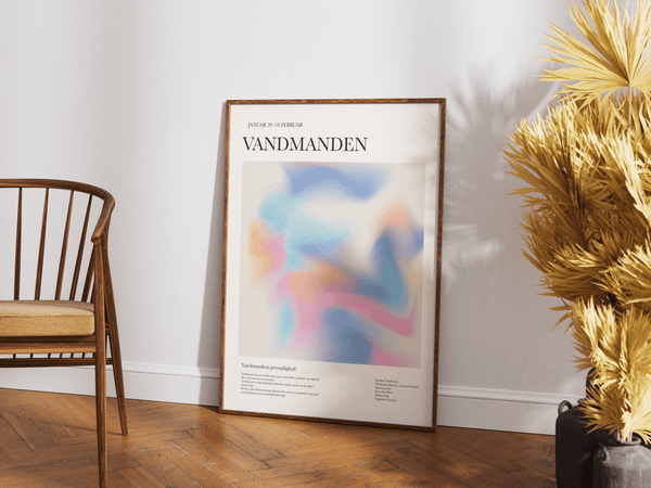 Farverig vandmanden stjernetegns plakat med moderne og kreativt design