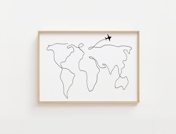 World Map Drawing Poster
