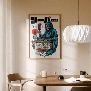 リーパーラジオ Reaper Radio plakat i egetræsramme over spisebord