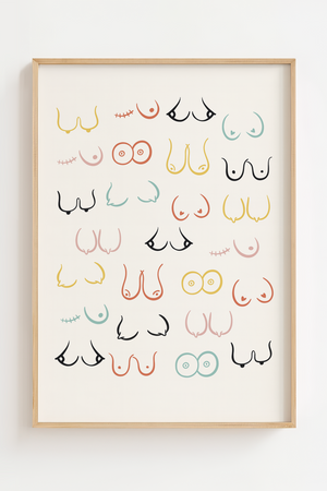 Titties breasts line art poster