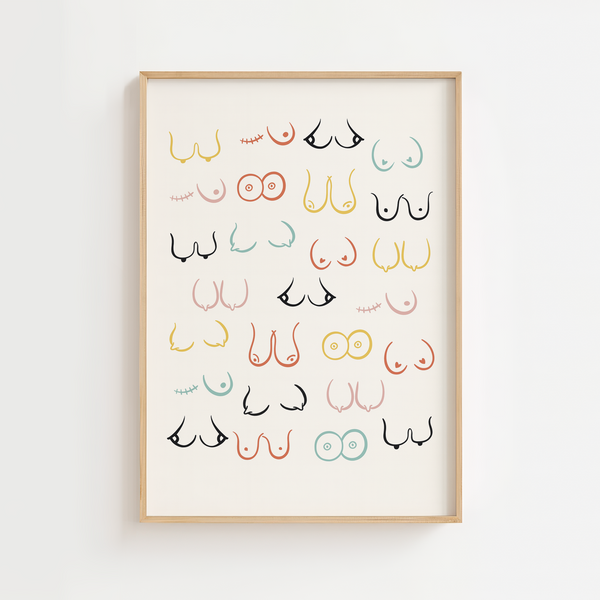 Titties breasts line art poster