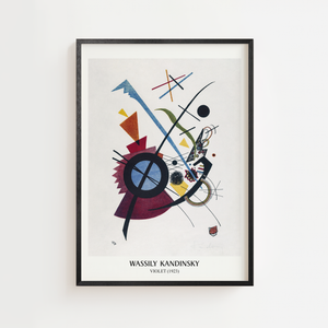 Violet Kandinsky plakat med abstrakt komposition i geometriske former, sort ramme